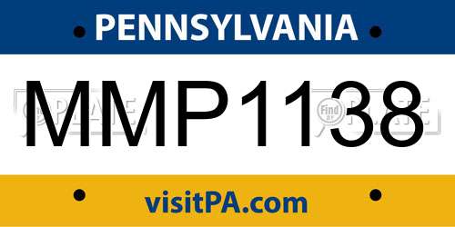 MMP1138 Pennsylvania License Plate