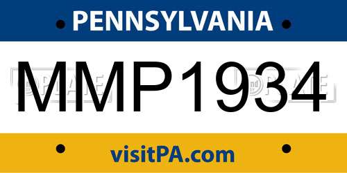MMP1934 Pennsylvania License Plate