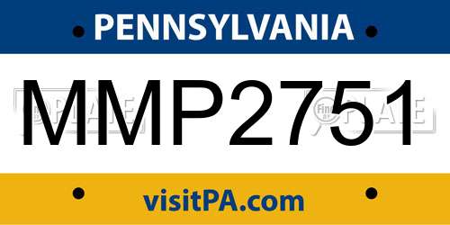 MMP2751 Pennsylvania License Plate