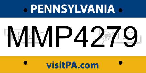 MMP4279 Pennsylvania License Plate