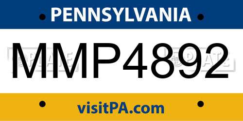 MMP4892 Pennsylvania License Plate