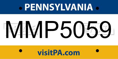 MMP5059 Pennsylvania License Plate
