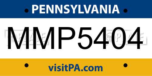 MMP5404 Pennsylvania License Plate