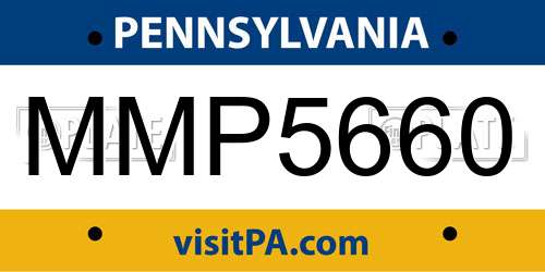MMP5660 Pennsylvania License Plate