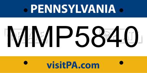 MMP5840 Pennsylvania License Plate