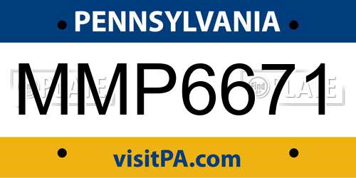 MMP6671 Pennsylvania License Plate