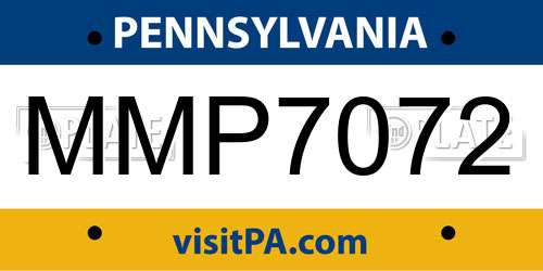 MMP7072 Pennsylvania License Plate