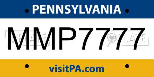 MMP7777 Pennsylvania License Plate