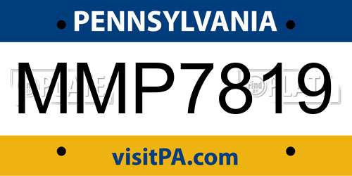 MMP7819 Pennsylvania License Plate