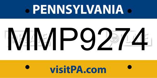 MMP9274 Pennsylvania License Plate