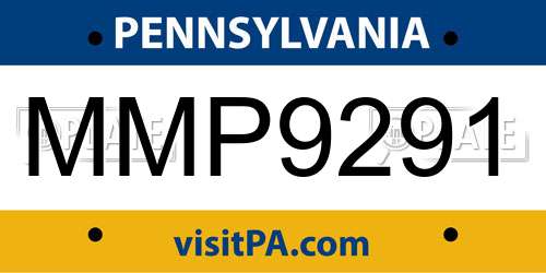 MMP9291 Pennsylvania License Plate