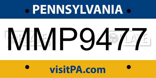 MMP9477 Pennsylvania License Plate