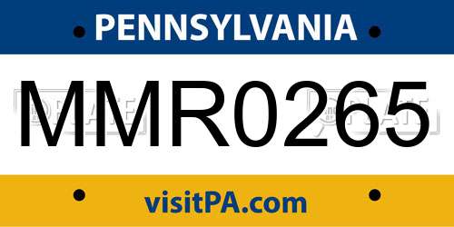 MMR0265 Pennsylvania License Plate