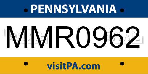 MMR0962 Pennsylvania License Plate