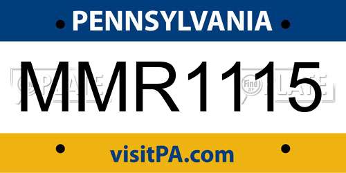 MMR1115 Pennsylvania License Plate