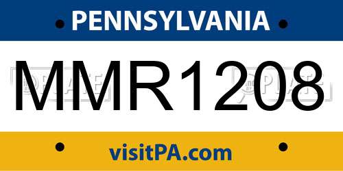 MMR1208 Pennsylvania License Plate