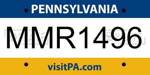 MMR1496 Pennsylvania License Plate