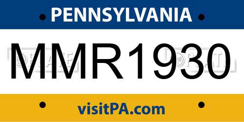 MMR1930 Pennsylvania License Plate