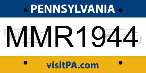 MMR1944 Pennsylvania License Plate