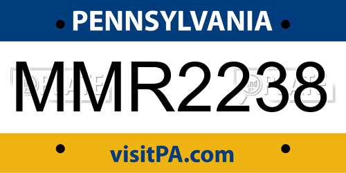 MMR2238 Pennsylvania License Plate