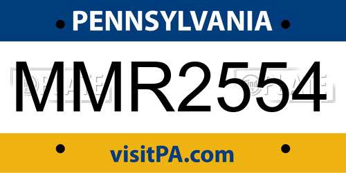 MMR2554 Pennsylvania License Plate