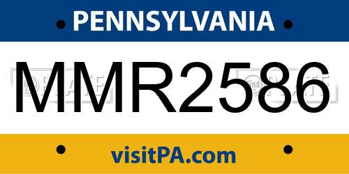 MMR2586 Pennsylvania License Plate
