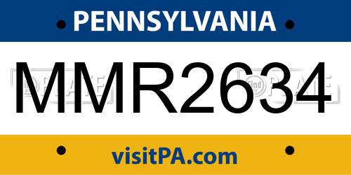 MMR2634 Pennsylvania License Plate