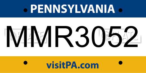 MMR3052 Pennsylvania License Plate
