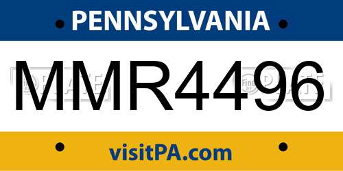 MMR4496 Pennsylvania License Plate