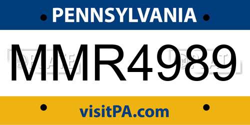 MMR4989 Pennsylvania License Plate