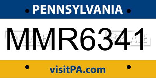 MMR6341 Pennsylvania License Plate