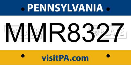 MMR8327 Pennsylvania License Plate