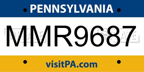 MMR9687 Pennsylvania License Plate