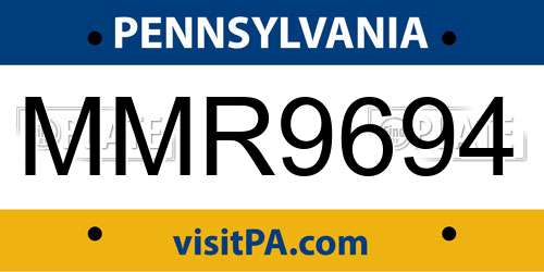 MMR9694 Pennsylvania License Plate