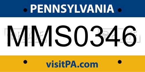MMS0346 Pennsylvania License Plate