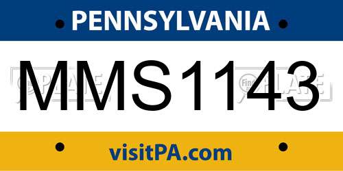 MMS1143 Pennsylvania License Plate