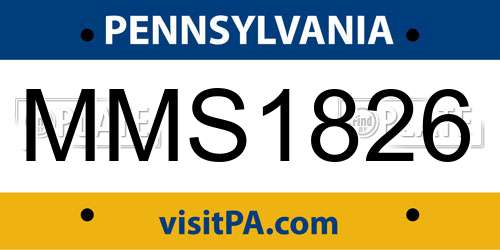 MMS1826 Pennsylvania License Plate