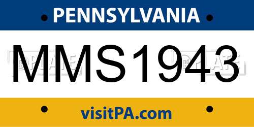 MMS1943 Pennsylvania License Plate