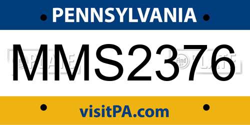 MMS2376 Pennsylvania License Plate