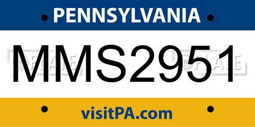 MMS2951 Pennsylvania License Plate