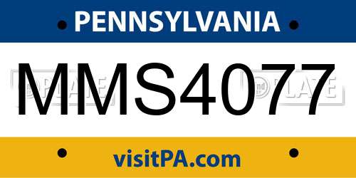 MMS4077 Pennsylvania License Plate