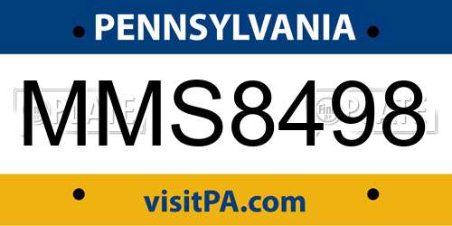 MMS8498 Pennsylvania License Plate