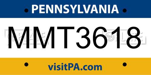 MMT3618 Pennsylvania License Plate