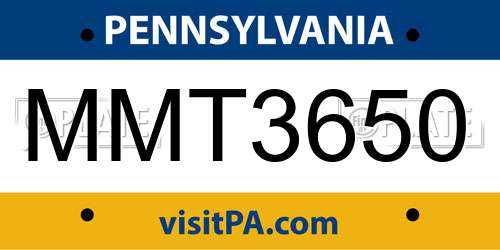 MMT3650 Pennsylvania License Plate