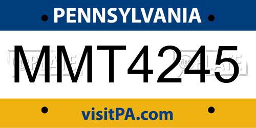 MMT4245 Pennsylvania License Plate