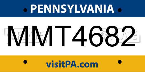 MMT4682 Pennsylvania License Plate