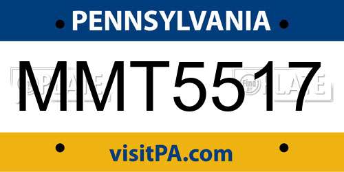MMT5517 Pennsylvania License Plate