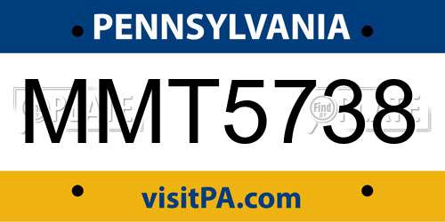 MMT5738 Pennsylvania License Plate