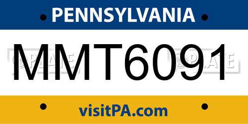 MMT6091 Pennsylvania License Plate