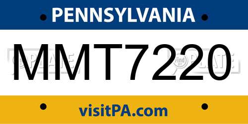 MMT7220 Pennsylvania License Plate